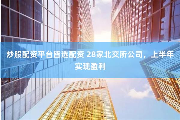 炒股配资平台皆选配资 28家北交所公司，上半年实现盈利